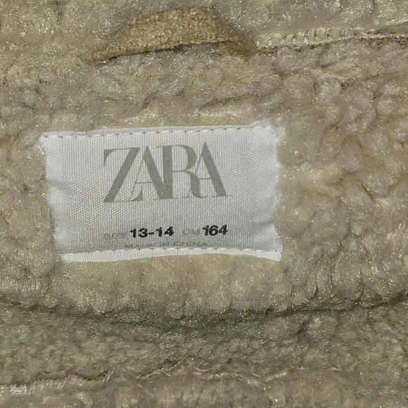 Zara Girls Faux Suede Sherpa Lined Coat SZ 13-14 - Picture 8 of 12